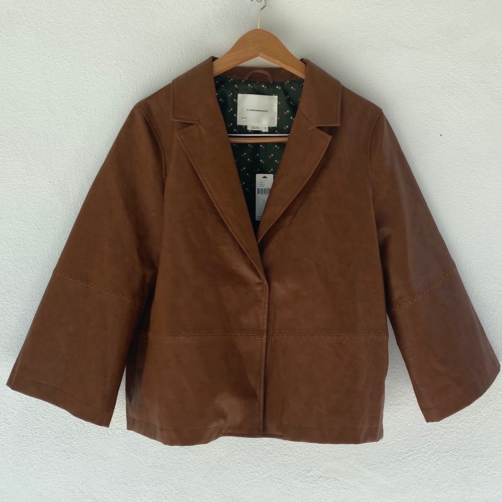 ANTHROPOLOGIE Embroidered Faux Leather Jacket - Picture 6 of 13